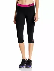 NEW NIKE [S] Women’s PRO Training/Yoga/Gym Capris-Black/Vivid Pink 589366-015