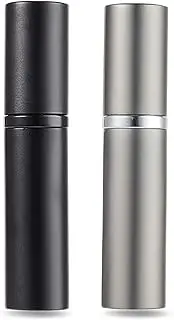 AsaNana Perfume Atomizer Bottle, Refillable and Leak Proof Empty Perfume Atomizer for Men and Women, 5ML (Black&Gray)