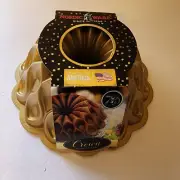 Nordic Ware Crown Mold Bundt Cake Pan 10 Cups Gold Silver Made in the USA