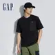 Gap 男裝 Logo純棉印花圓領短袖T恤-黑色(876998)