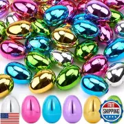 JOYIN 3.15" Metallic Easter Eggs, Shinny Plastic Eggs Colorful Bulks for East
