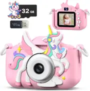 Mgaolo Kids Camera Toys for 3-12 Years Old Boys Girls Children,Portable Child Digital Video Camera with Silicone Cover, Christmas Birthday Gifts for Toddler Age 3 4 5 6 7 8 9 (Unicorn Pink)