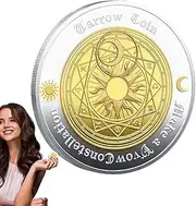Wishing Coin, Collectible for Adults, Tarot Divination Lucky Wishing Commemorative Coin,Sun Moon Divination Lucky Challenge Coin
