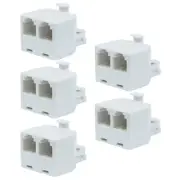 5 Pcs RJ11 Splitter 1 Male to 2 Female Telephone Phone Line Adapter 6P4C White