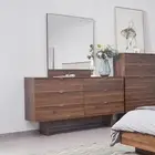 Myles Dresser MDF Board with Melamine Finishing 6 Drawers Slim Metal Handles