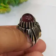 Ruby Stone In Cabochon Natural Ruby Stone Ring Round Ruby Handmade Design