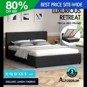 ALFORDSON Bed Frame Queen Double King Single Gas Lift Storage Base Charcoal