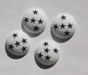 Vintage White Lucite with Black Stars Cabochons 24mm (4) cab411