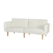 Sofa Bed 195CM Beige Faux Linen
