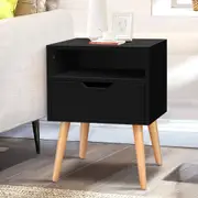 ALFORDSON 1 Drawer Bedside Table Nightstand Shelf (Black)