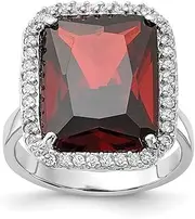 [JewelryWeb] 925 Sterling Silver Polished Rectangle Clear and Red CZ Simulated Diamond Ring Size 9 19.6mm Wide Band Style-Ring for Women