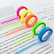 VANRA 5 Rolls Highlighter Tape Transparent Marking Sticker Removable Fluorescent Colored Tags for Reading Class, 16 ft Per Roll (5m)
