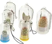 HIAKDOFT 6Pcs Miniature Keychain Planter Glass Hanging Vases for Micro Plants Decorative Pendants for Keychains Backpacks Purses Elegant Miniature Propagation Vases