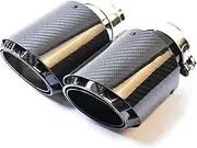 Exhaust Tail Pipe For Mazda Etc Single Curly Edge Universal Tailpipe Car Accessories Swallowtail Style Real Carbon Fiber Exhaust Pipe Exhaust Tip(Black)