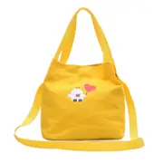 2PC Chicken Pattern Leisure Fashion Canvas Slant Shoulder Bag Handbag (Yellow)