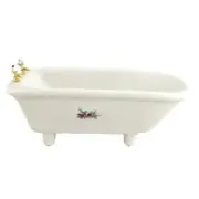 Dolls House White Porcelain Decal Footed Bath Miniature Bathroom Furniture 1:12
