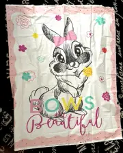 Vtg 45WX36L DISNEY CAMELOT FABRICS Cotton Panel Cheater Quilt BOWS Thumper Pink
