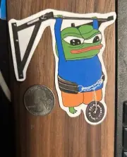 Pepe The Frog Doing Pull Ups - Glossy Vinyl Sticker