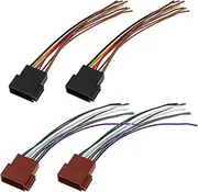 ECSiNG 2 Sets 16 Pin to ISO Adapter Socket Car Radio Plug Wire Harness Replacement Connector Wiring Loom Cable