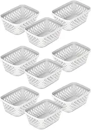 [Glad] Plastic Storage Basket Set - Multipurpose Drawer Trays, Kitchen Pantry Containers, and Bathroom Bins - 9 Pack Small Organizers, White