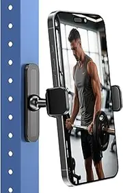 Gym Magnetic Phone Holder Attach to Metal Surface, Gym Accessories Phone Holder with 6 Powerful Magnets Sturdy Metal Base and Joint, 360° Adjustable Portable Gym Phone Mount Fit 4.5-6.5” Phones