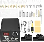 ACAGALA 60W 55-Piece Woodburner Pyrography Wood Leather Burning Tool Kit Adjustable Temperature 32℉ to 1472℉ Electric Soldering Iron Plastic Welding Tool Kit with Stencils and Penholders 110V-240V
