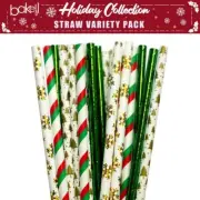 4PC Christmas Cake Pop Printed Paper Party Straws Gift Set B | Cake Pop Straws