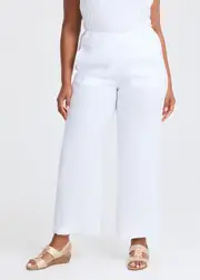 [TS] Taking Shape Stretch Linen Bea Wide Leg Pant Size 26 in White - Plus Size Women's Clothing White