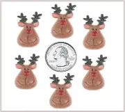 6 PC CHRISTMAS REINDEER FLATBACK FLAT BACK RESINS