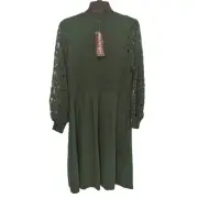 Nina Leonard Sweater Dress, Knit Lace Sleeves, NWT, M