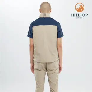 【Hilltop 山頂鳥】男款超潑水抗UV彈性背心S03M26卡其