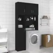 Washing Machine Cabinet Set Black Engineered Wood