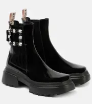 [Roger Vivier] Roger Vivier Wallaviv patent leather Chelsea boots AU 4 black