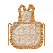 GGP Yellow Ruffled Kitchen Apron With Floral Lace Comfortable Baking & Crafting Apron