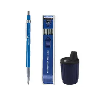 【STAEDTLER 施德樓】製圖用具3件組(含工程筆/筆芯/磨蕊器)