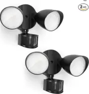 UME 2-Packs 6222B 2500 Lumen 32 Watt 28 LED Dual-Head Floodlight Black