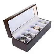 Solid Wood Watch Box Organizer with Glass Display Top by Espresso