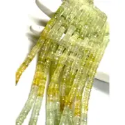 Faceted Prehnite Natural Gemstone Heishi Disc Shape, Tyre Shape Beads Strand 16"