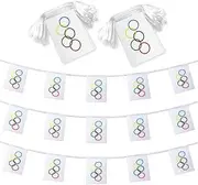 Olympic Ring Flags Bunting,2Packs 40 Flags Olympic Decorations Rings Games String Flags,Olympic Flag Banner Small Mini Olympic Games Rings String Flags for Olympics Decorations Supplies