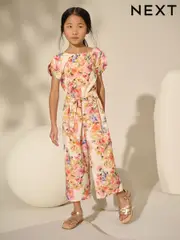 Cream Floral Printed Jumpsuit (3-16yrs) (E87252) | $48 - $61