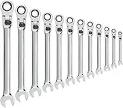 GEARWRENCH 12 Point XL Locking Flex Head Ratcheting Combination Metric Wrench 12-Pieces Set, Silver, 85698