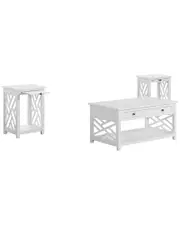 Alaterre Coventry 36In Coffee Table With Drawer & Two End Tables With Tray Shelf