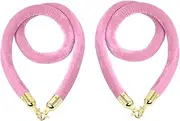 Pink Crowd Control Rope for Birthday Party/Picnic, Braided Hanging VIP Stanchion Safety Barrier Twist Ropes for Car Show/Red Carpet Event (Color : Silver Hooks, Size : 5m/16.4ft) (Gold Hooks 2m/6.5f