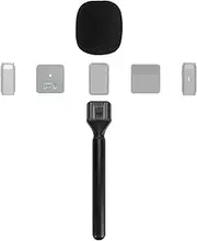 Geekria for Creators Wireless Interview Microphone Adapter, Mic GO Handheld Adaptor with Windscreen, Microphone Handle Mount Compatible with DJI MIC 1, MIC 2, Rode Wireless GO II (Black)