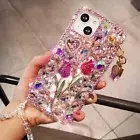 For Samsung Galaxy S25 S24 S23 S22 S21 Note20 Luxury Bling Flower Diamond Case