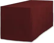 BEEKAY 8' Ft Burgundy/Marron Fitted Rectangular Table Cloth 96" Inch X 30" Inch Trestle Polyester Washable Fabric Table Cover for Wedding Banquet Kitchen Baby Shower Trade Show Fair - 8 ft Burgundy