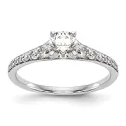 0.31ct. CZ Solid Real 14K White Gold Peg Set Engagement Ring