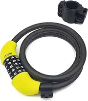 URBAN UR454M Cable Bike Lock Combination, Code 5 Digits Most Advanced, 120cm/3,9ft Braided Steel ø12mm/0,47in, Included Mount, Anti theft Motorcycle Helmet, Accessories, Scooter, Electric Bike Scooter