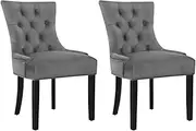 Artiss Dining Chairs Set of 2 Grey Velvet Esright Chair Nursing Seats Reading Seating Home Living Room Bedroom Kitchen Cafe Office Furniture, Cayes French Provincial Design, in 49cm Seat Height