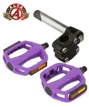 ALTA Original 4-Bolt 21.1mm BMX Stem Black & Alloy Pedals 9/16" in Purple